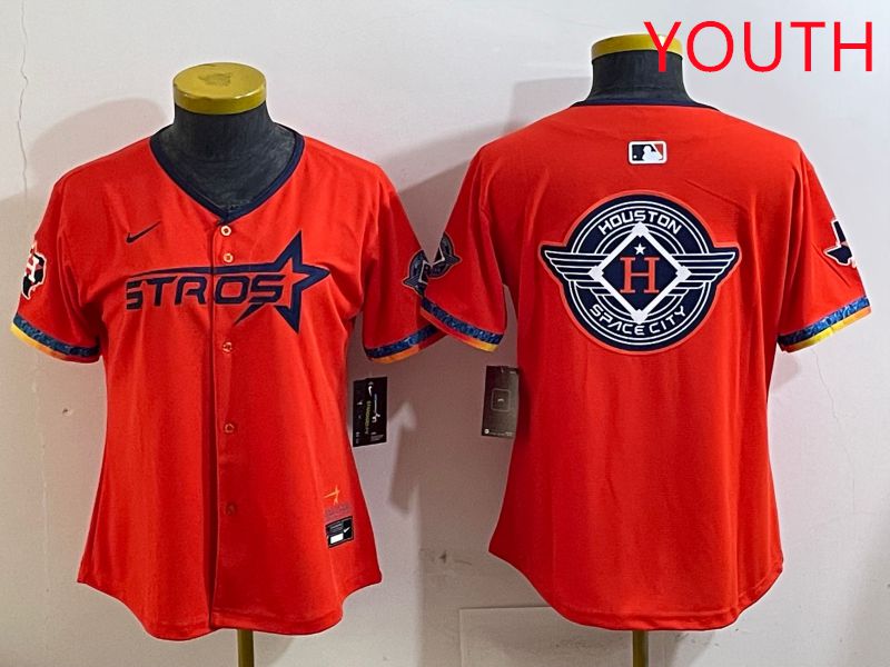 Youth Houston Astros Blank Orange Fourth generation Joint Name 2025 Nike MLB Jersey style 15->youth mlb jersey->Youth Jersey
